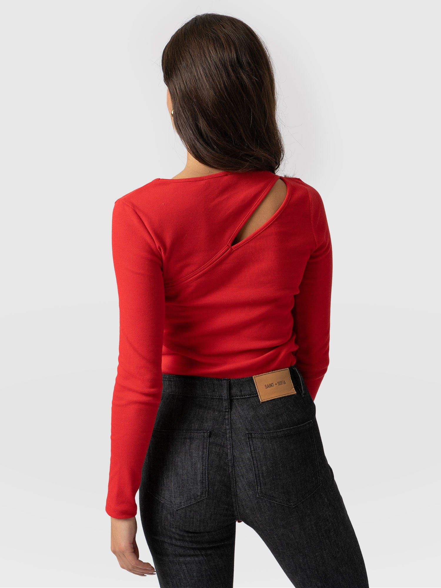 Reveal Tee Long Sleeve Red - Women's T-shirts | Saint + Sofia® UK